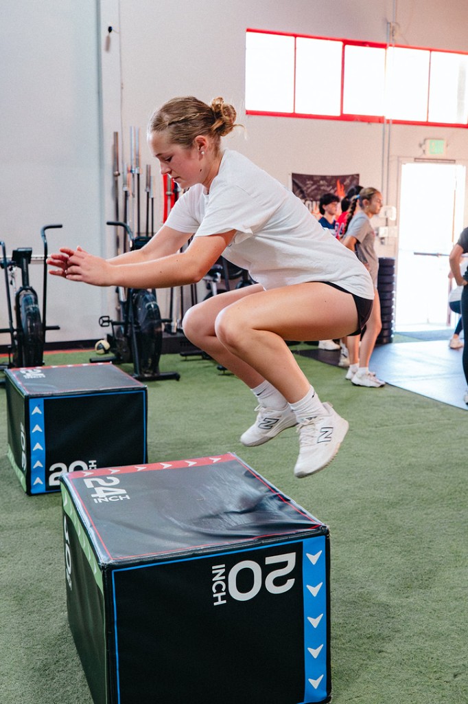 Athlete performing a box jump during a private coaching session